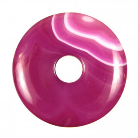 Donut Pi Chinois en agate colorée rose pour pendentif