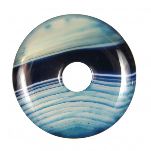 Donut Pi Chinois en agate colorée bleue pour pendentif
