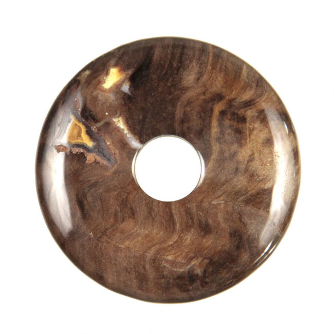 Donut Pi Chinois en bois fossilisé pour pendentif