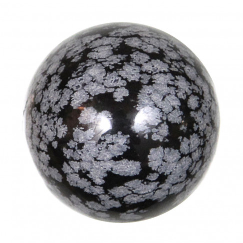 Anneau Acier Noir Avec Boule En Obsidienne Flocon De Neige - Piercing Corps, équilibre émotionnel - Bijou Lithothérapie