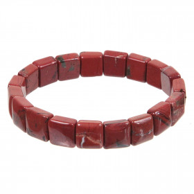 Bracelet perles carrées en jaspe rouge
