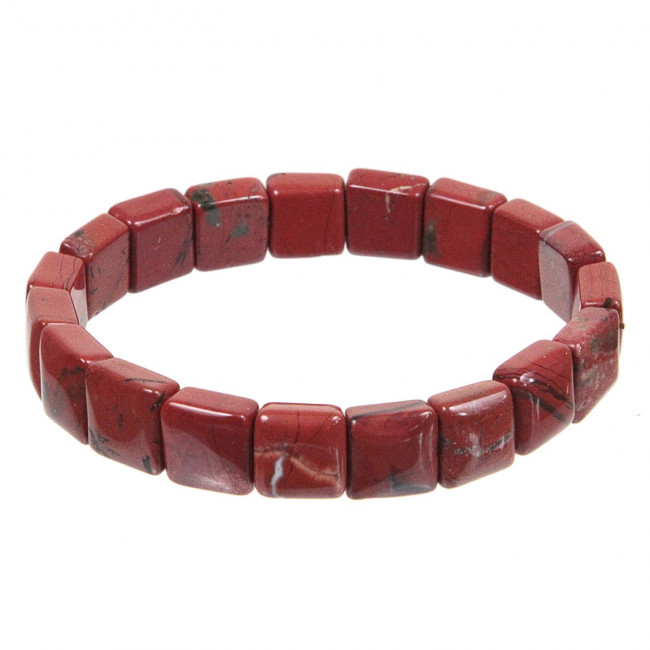Bracelet perles carrées en jaspe rouge