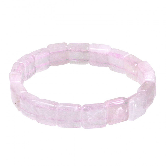 Bracelet perles carrées en quartz rose