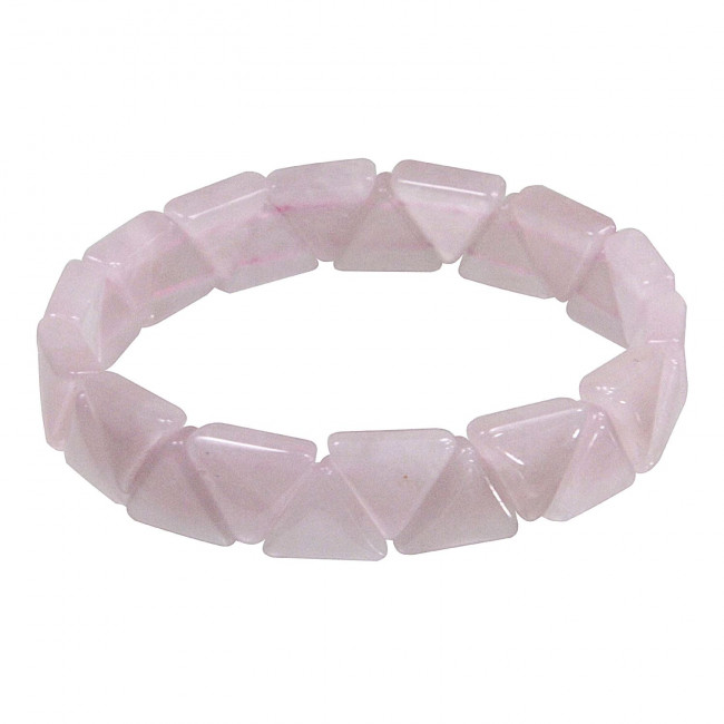 Bracelet perles triangulaires en quartz rose