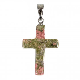 Pendentif croix crucifix en unakite