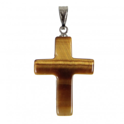 Pendentif croix crucifix en oeil de tigre