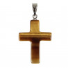 Pendentif croix crucifix en oeil de tigre
