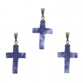 Pendentif croix crucifix en sodalite