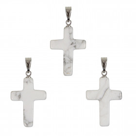 Pendentif croix crucifix en howlite