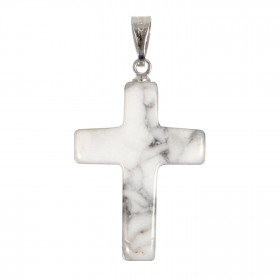Pendentif croix crucifix en howlite