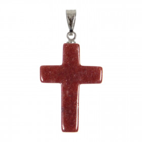 Pendentif croix crucifix en quartz hématoïde