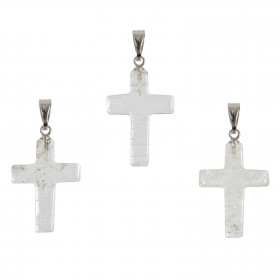 Pendentif croix crucifix en cristal de roche