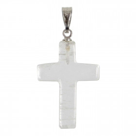 Pendentif croix crucifix en cristal de roche