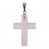 Pendentif croix crucifix en quartz rose
