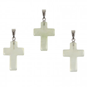 Pendentif croix crucifix en jade vert de Chine