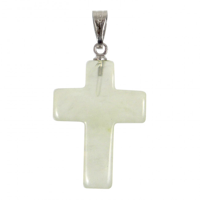 Pendentif croix crucifix en jade vert de Chine