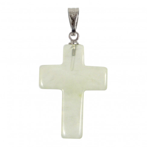 Pendentif croix crucifix en jade vert de Chine