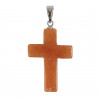 Pendentif croix crucifix en aventurine rouge