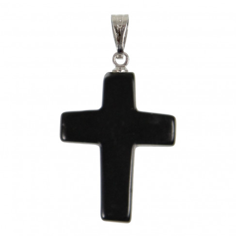 Pendentif croix crucifix en onyx