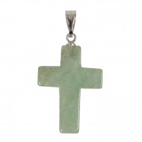 Pendentif croix crucifix en aventurine verte