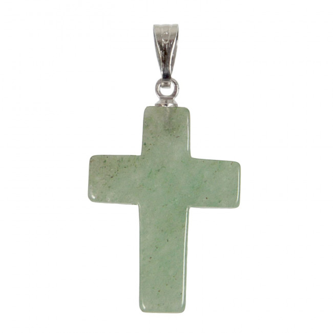 Pendentif croix crucifix en aventurine verte