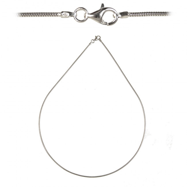 Chaine maille serpent fermoir mousqueton en argent rhodié