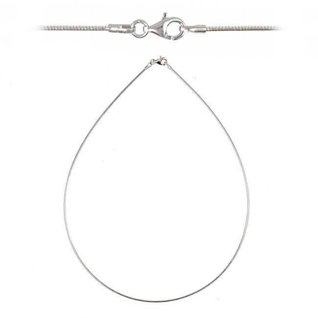 Chaine semi-rigide maille oméga fermoir mousqueton en argent rhodié