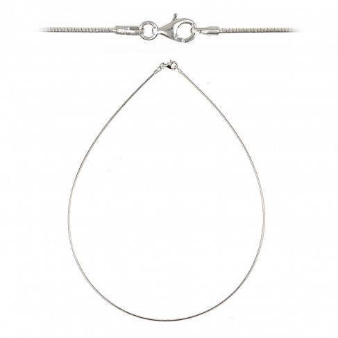 Chaine semi-rigide maille oméga fermoir mousqueton en argent rhodié