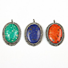 Pendentif ovales en os lot de 3
