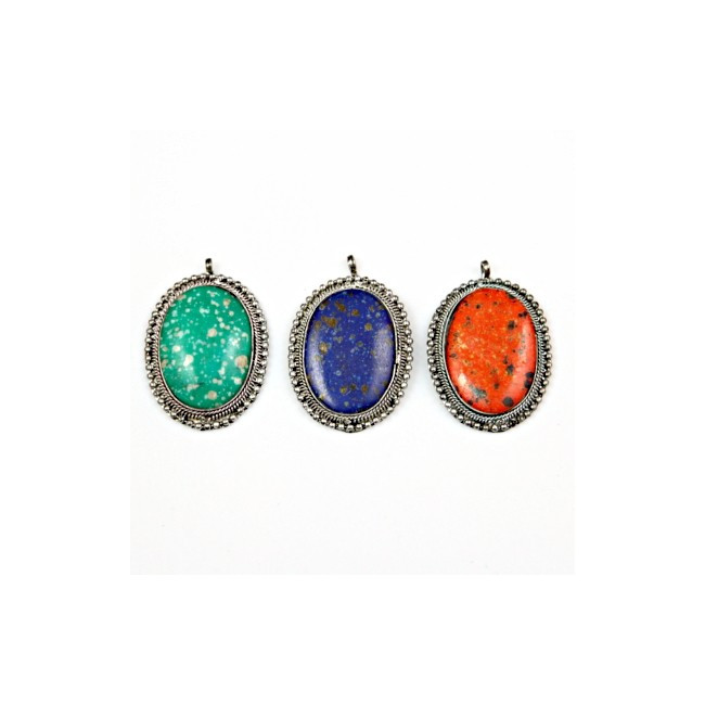 Pendentif ovales en os lot de 3