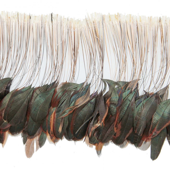 Plumes fouet queue de coq demi bronze - Enfilées 20 cm