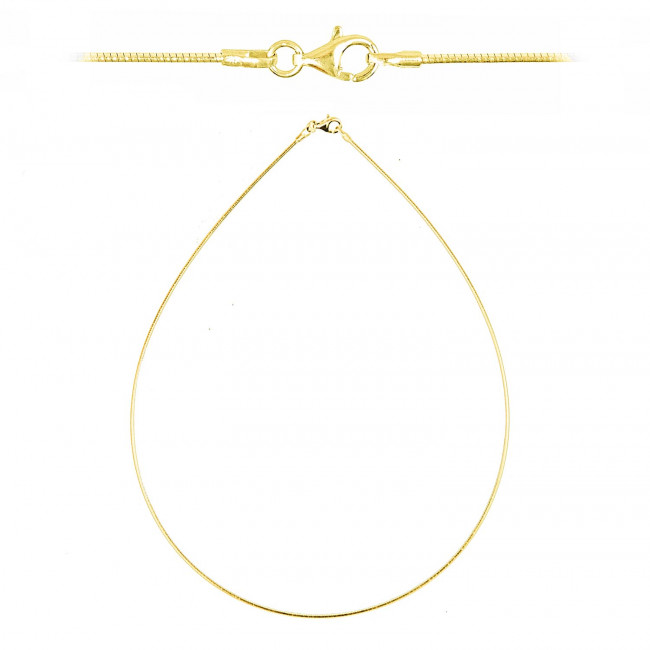 Chaine semi-rigide maille oméga fermoir mousqueton en argent plaqué or jaune