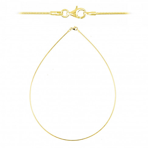 Chaine semi-rigide maille oméga fermoir mousqueton en argent plaqué or jaune