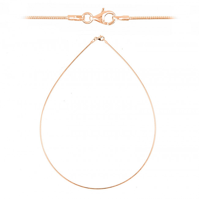 Chaine semi-rigide maille oméga fermoir mousqueton en argent plaqué or rose