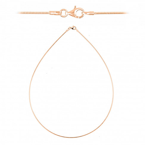 Chaine semi-rigide maille oméga fermoir mousqueton en argent plaqué or rose