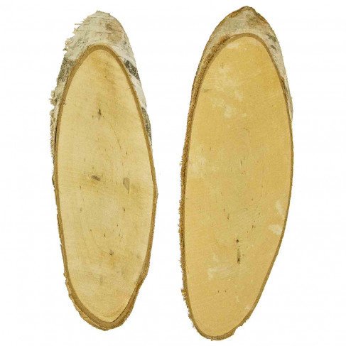 Tranches ovales biseautées de bois de bouleau brut - Lot de 2