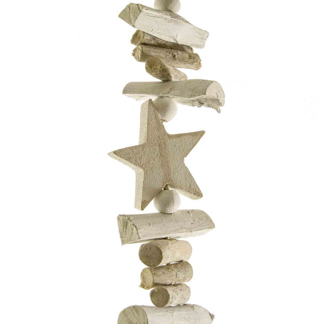 Guirlande étoiles et en bois flotté blanchi - 55 cm