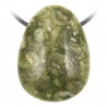 Pendentif goutte pierre percée en rhyolite verte