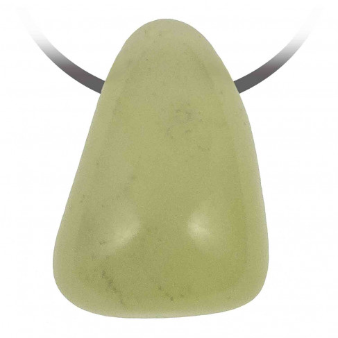 Pendentif pierre roulée percée en jade vert de Chine
