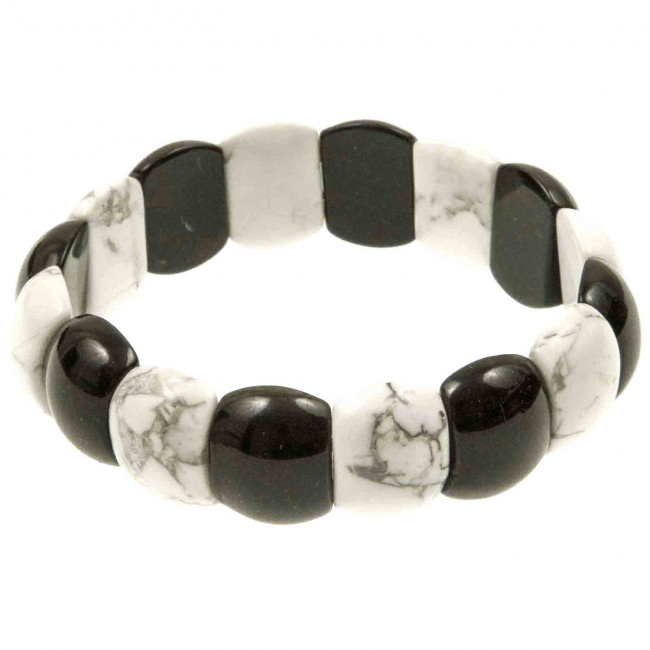 Bracelet minéral en howlite et onyx