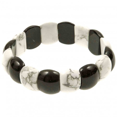 Bracelet minéral en howlite et onyx