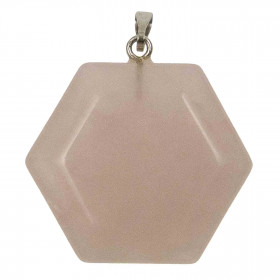 Pendentif hexagone en quartz rose