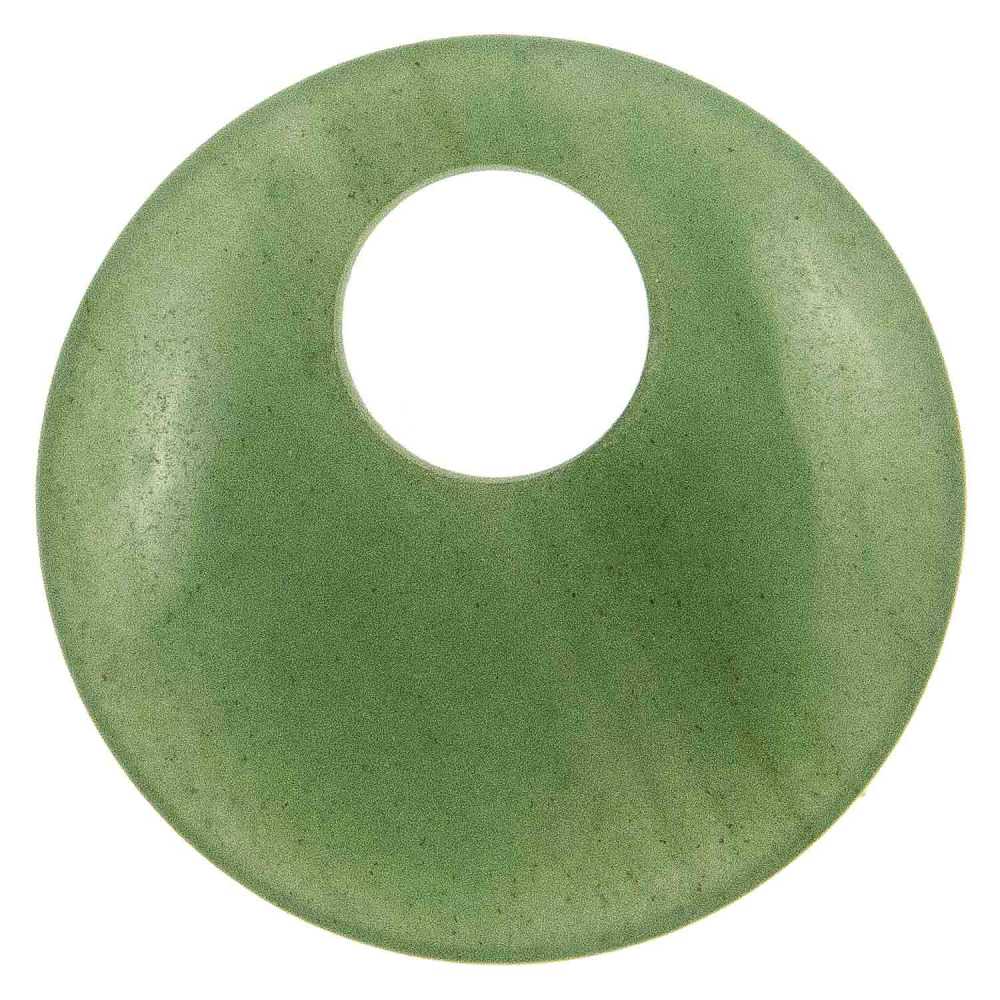 Pendentif Rond Émail Vert - Bijou Vintage Métal Blanc - Style Moderniste