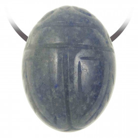 Pendentif pierre percée scarabée en quartz bleu