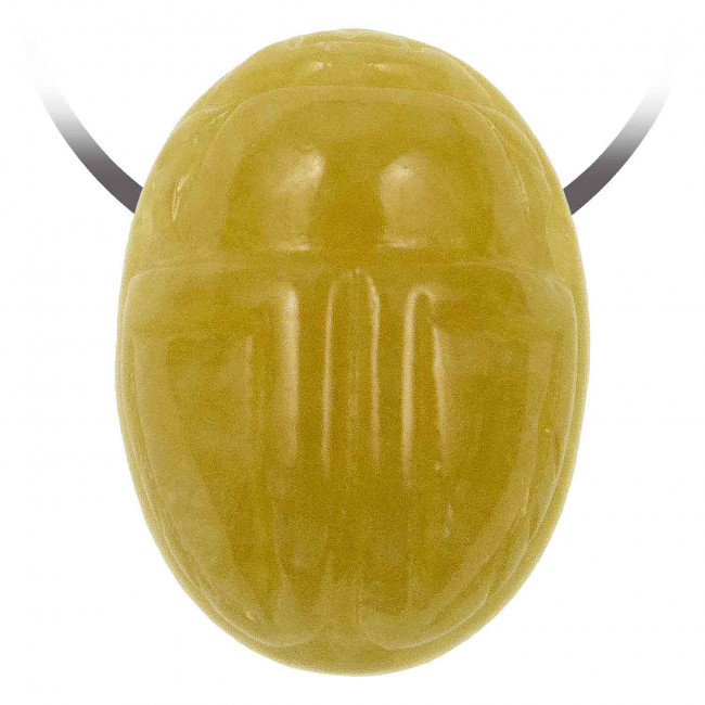 Pendentif pierre percée scarabée en calcite orange