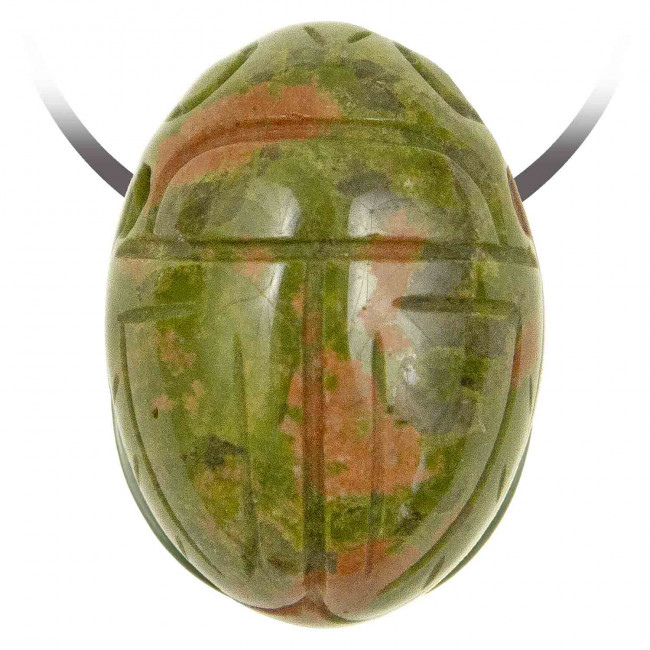Pendentif pierre percée scarabée en unakite