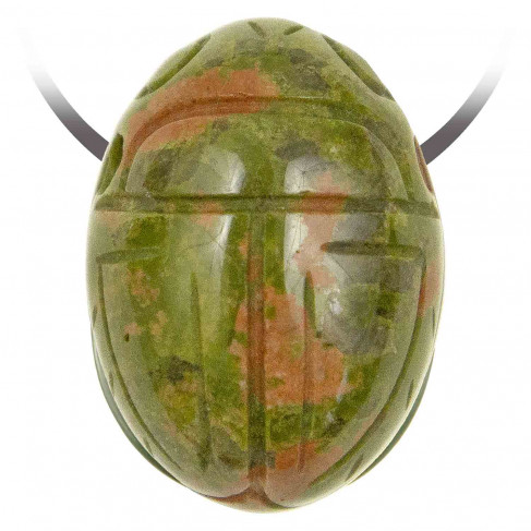 Pendentif pierre percée scarabée en unakite