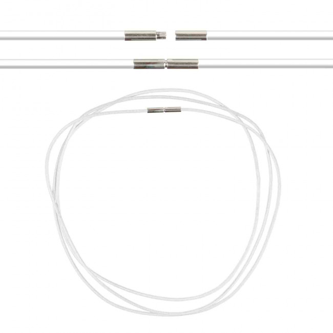 Cordon cuir de chevreau fermoir baïonette en argent rhodié - 42 cm