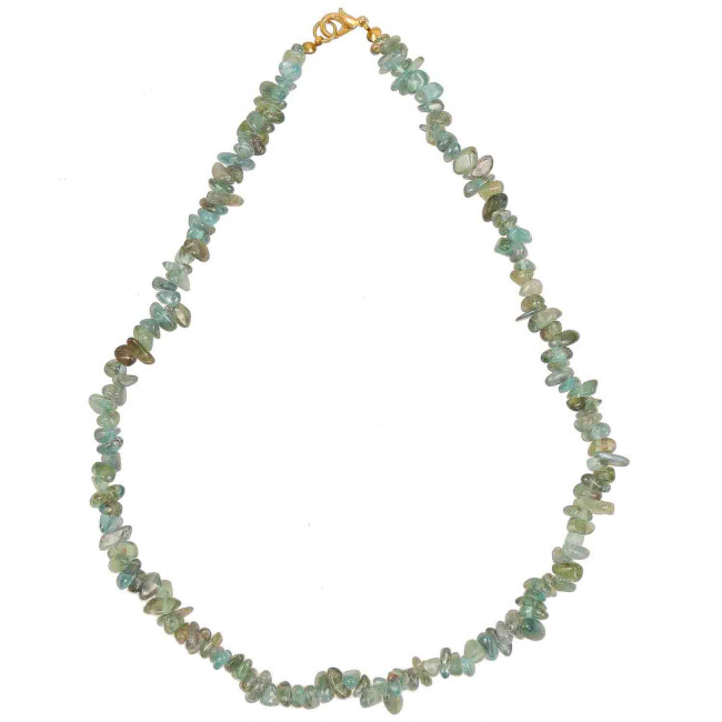 Collier de pierre en cyanite verte - perles baroques