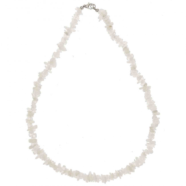 Collier en pierre de lune blanche - perles baroques